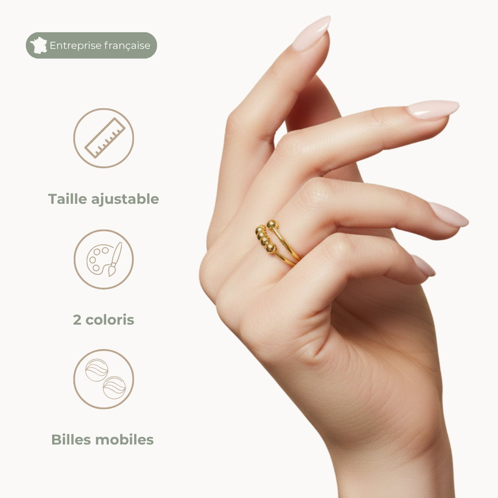 Bague anti-anxiété à billes mobiles